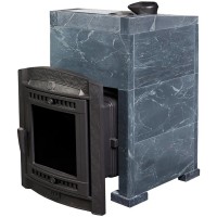 Чугунная банная печь ProMetall Атмосфера XL в облицовке